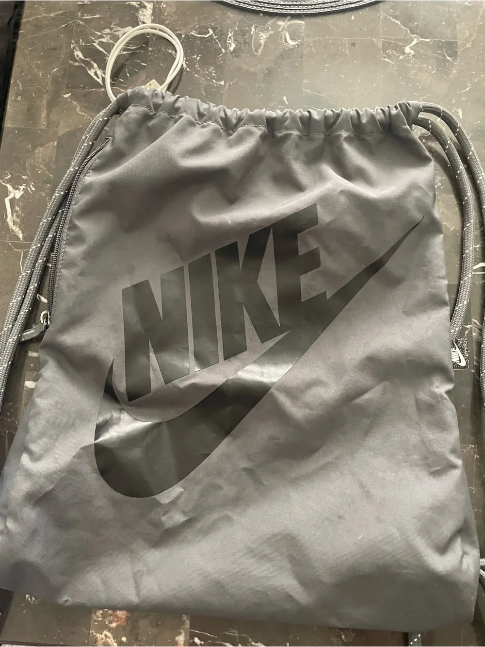 Nike Gray and Black Drawstring Backpack Sack